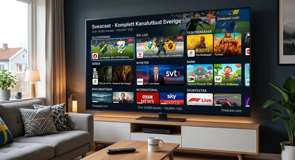 Komplett IPTV Kanaler Lista Sverige med sport, film och serier.